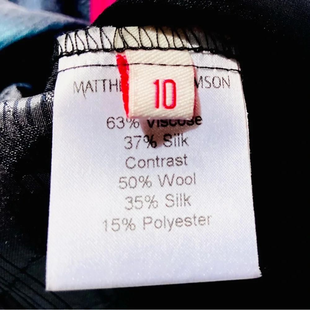 SOLD Matthew Williamson Silk & Wool Blend Blue/Silver Button Down Shirt Dress, - Picture 7 of 8